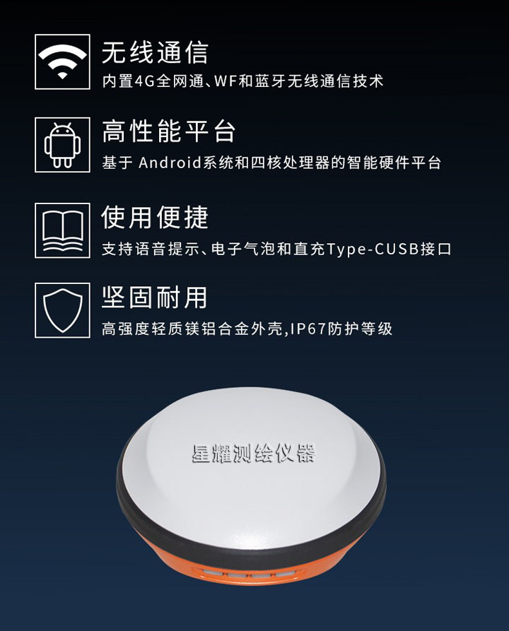 千寻星矩SR1:内置FindCM服务,更安全的SDK接入方式,北斗、GPS、GLONASS和GALILEO多系统卫星信号跟踪,GNSS定位、无线通信全集成一体化高性能天线
